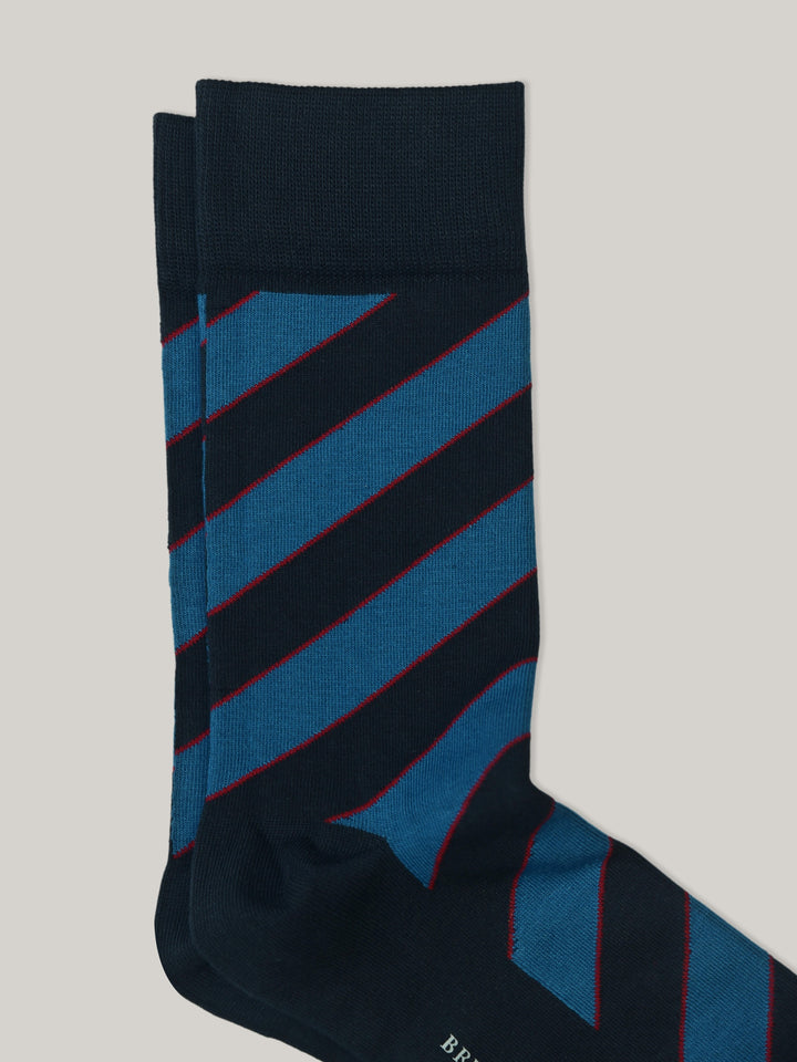 Navy Blue Pinstriped Cotton Socks Brumano Pakistan