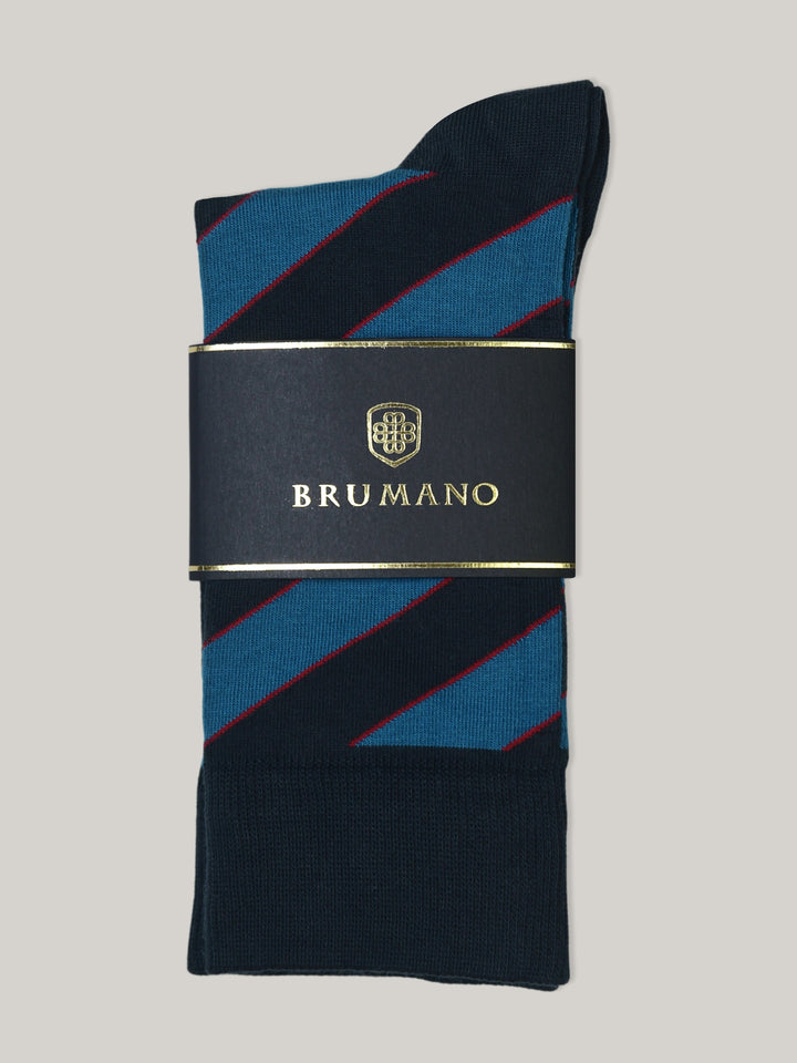 Navy Blue Pinstriped Cotton Socks Brumano Pakistan