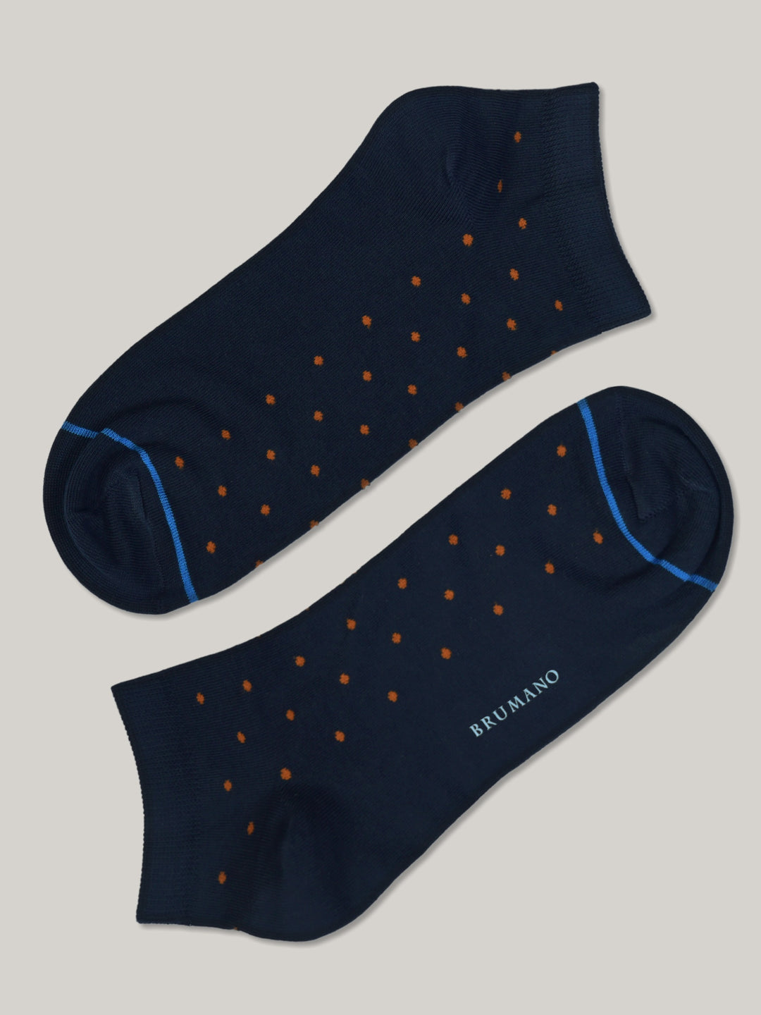 Navy Blue Polka Dot Cotton Ankle Socks Brumano Pakistan