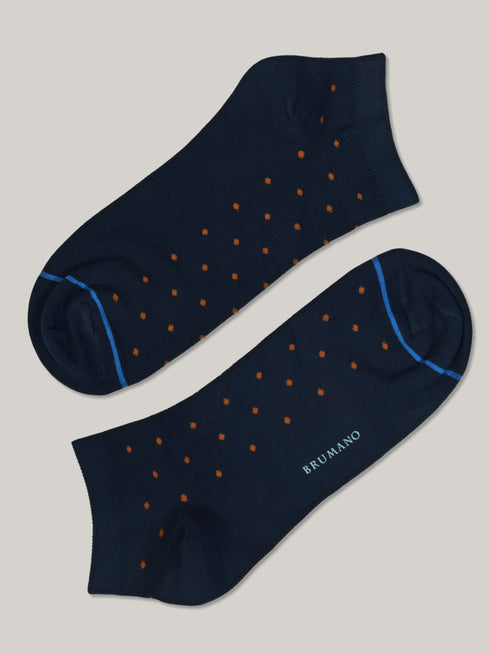 Navy Blue Polka Dot Cotton Ankle Socks Brumano Pakistan