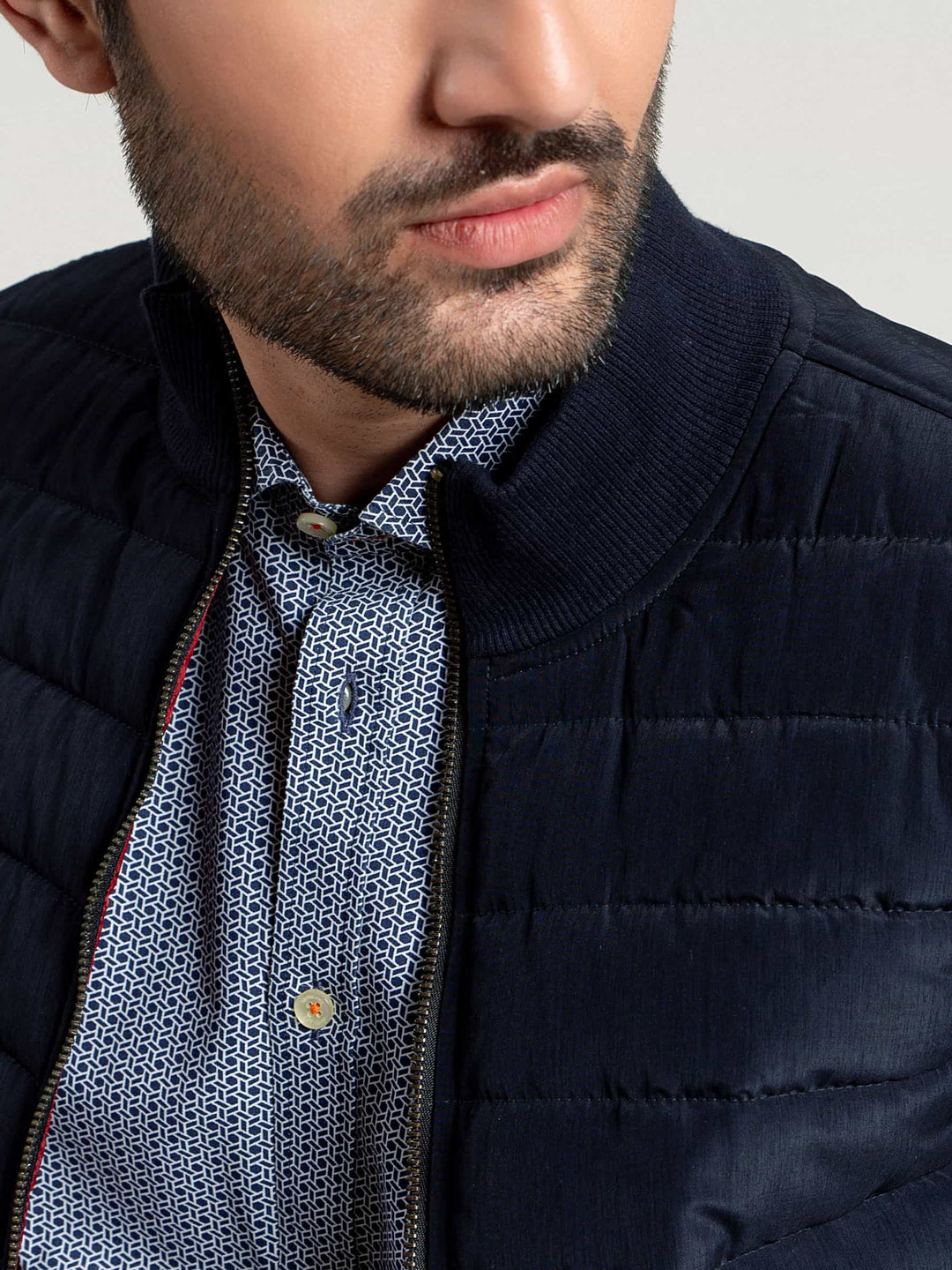 Navy Blue Ribbed Sleeveless Jacket Brumano Pakistan