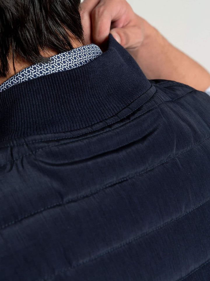 Navy Blue Ribbed Sleeveless Jacket Brumano Pakistan