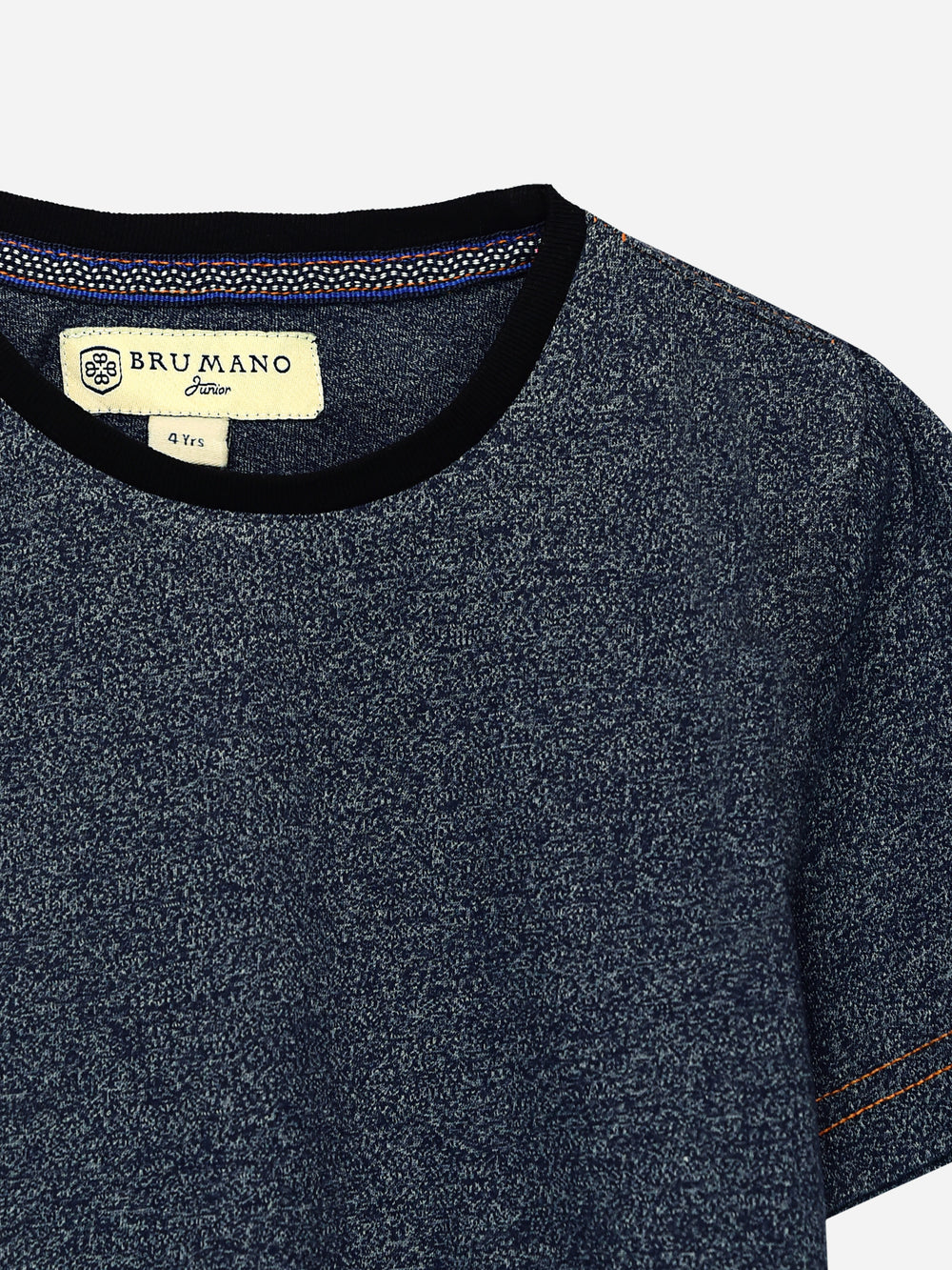 Navy Blue Short Sleeves Marl Casual T-Shirt