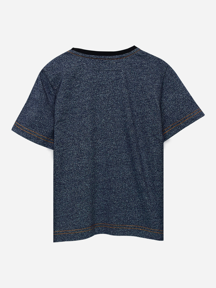 Navy Blue Short Sleeves Marl Casual T-Shirt Brumano Pakistan