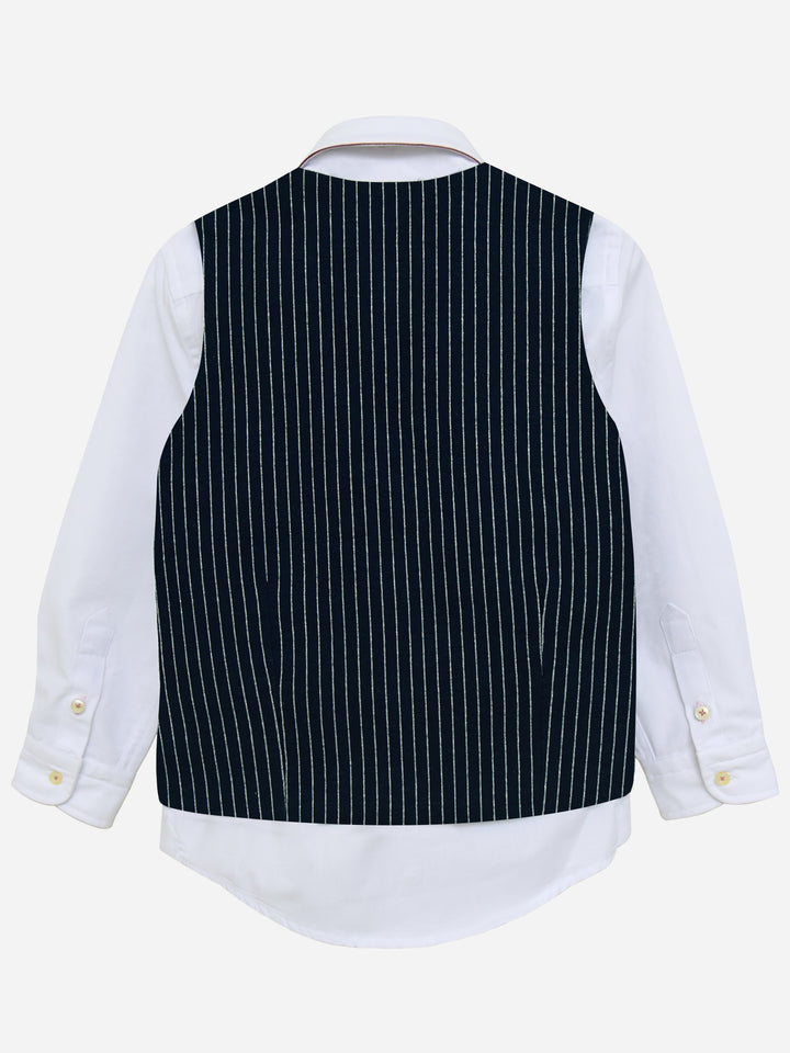 Navy Blue Striped Suit Waistcoat Brumano Pakistan