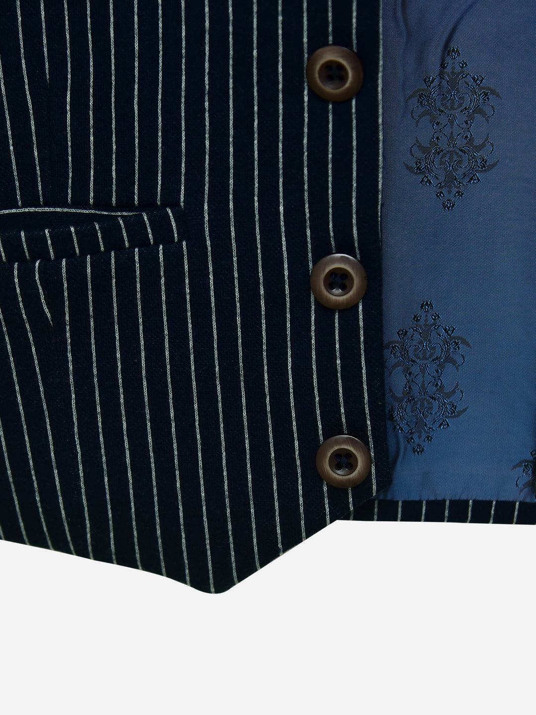 Navy Blue Striped Suit Waistcoat Brumano Pakistan