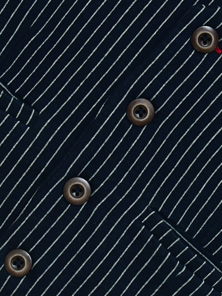 Navy Blue Striped Suit Waistcoat Brumano Pakistan