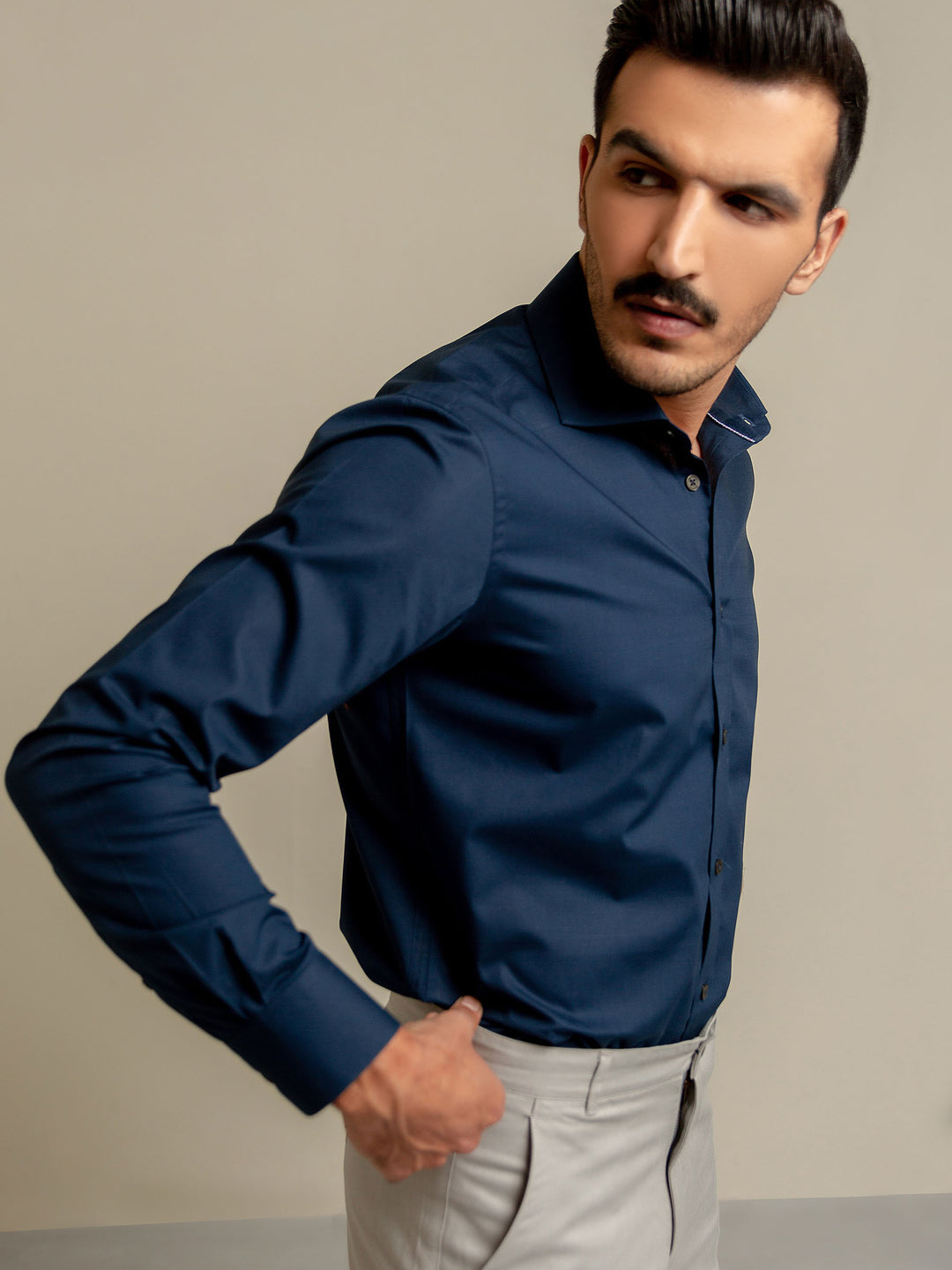 Navy Blue Super Fine Formal Shirt Brumano Pakistan
