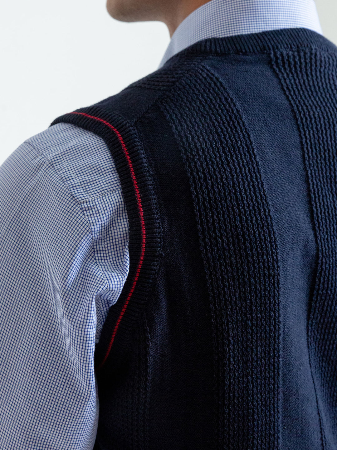 Navy Blue Textured Sleeveless Sweater Brumano Pakistan