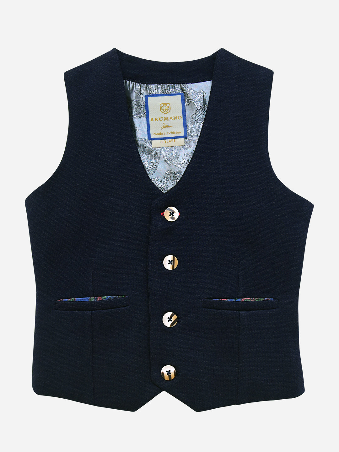 Navy Blue Textured Suit Waistcoat Brumano Pakistan