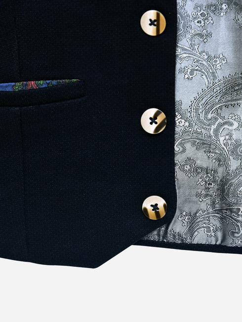 Navy Blue Textured Suit Waistcoat Brumano Pakistan