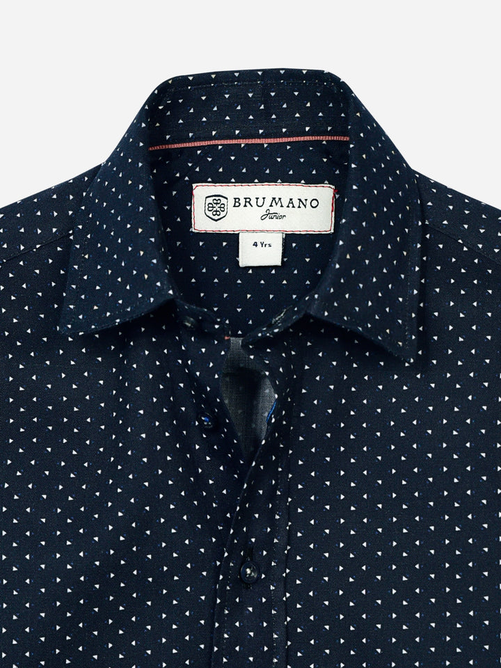 Navy Blue Triangle Pattern Casual Shirt Brumano Pakistan