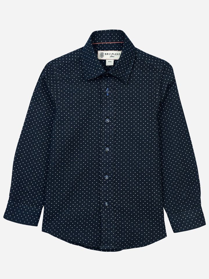 Navy Blue Triangle Pattern Casual Shirt Brumano Pakistan