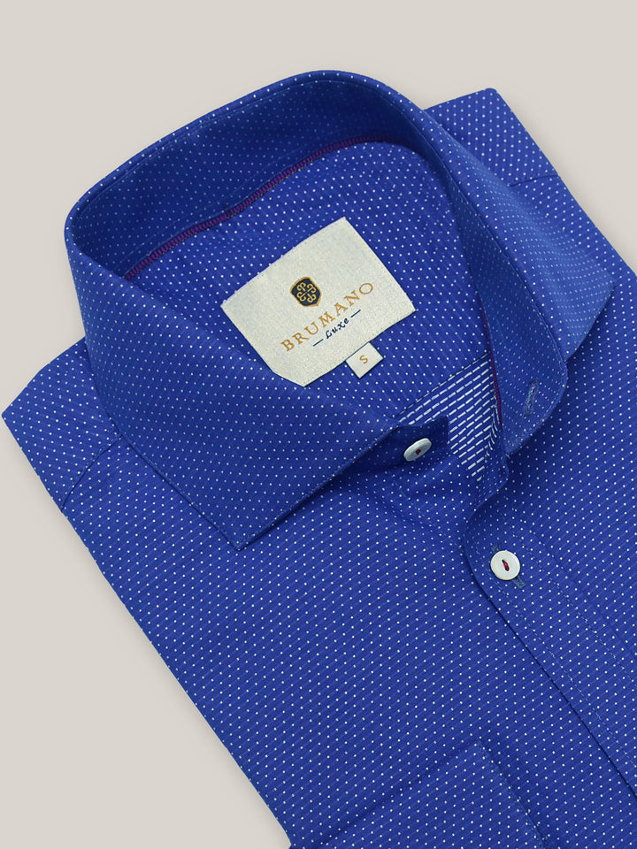 Navy Blue & White Dobby Fabric Shirt Brumano Pakistan