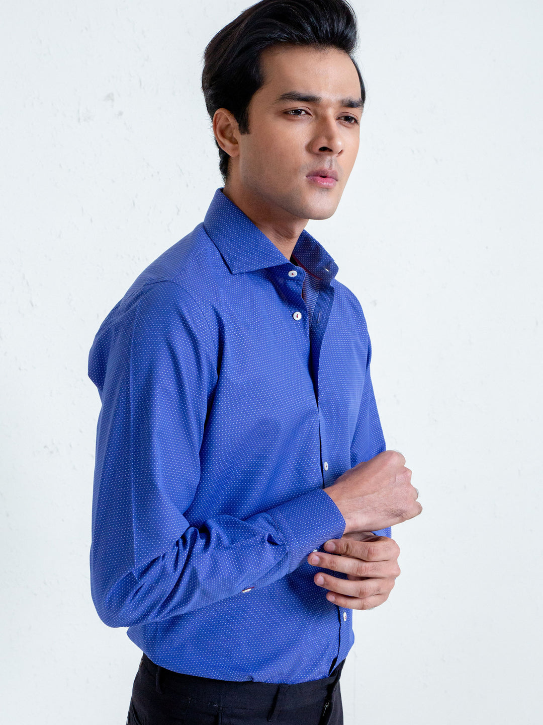 Navy Blue & White Dobby Fabric Shirt Brumano Pakistan
