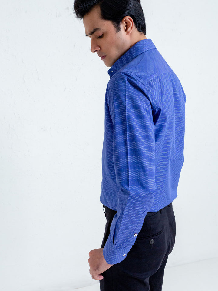 Navy Blue & White Dobby Fabric Shirt Brumano Pakistan