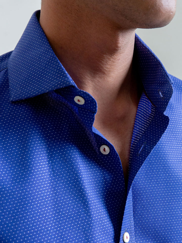 Navy Blue & White Dobby Fabric Shirt Brumano Pakistan