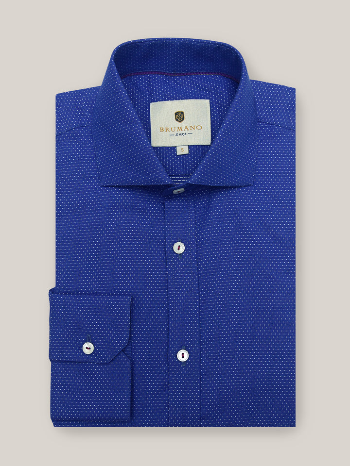 Navy Blue & White Dobby Fabric Shirt Brumano Pakistan