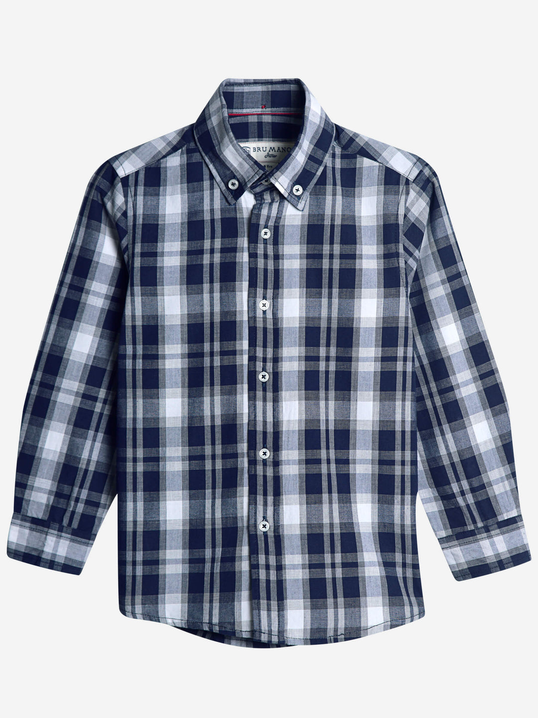Navy Blue & White Long Sleeve Checkered Shirt Brumano Pakistan