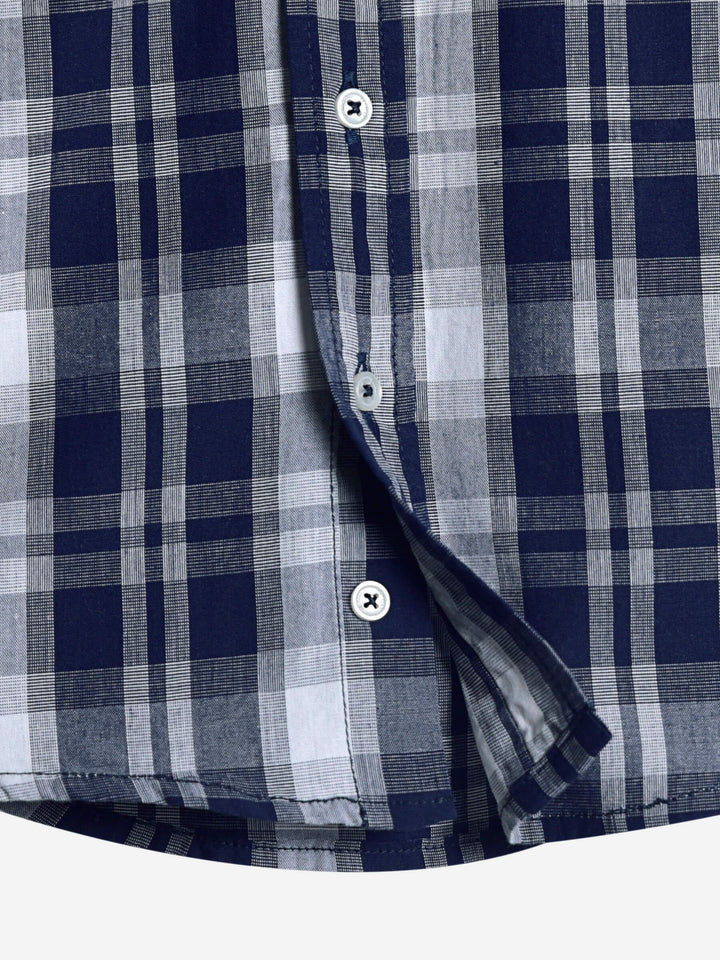 Navy Blue & White Long Sleeve Checkered Shirt Brumano Pakistan