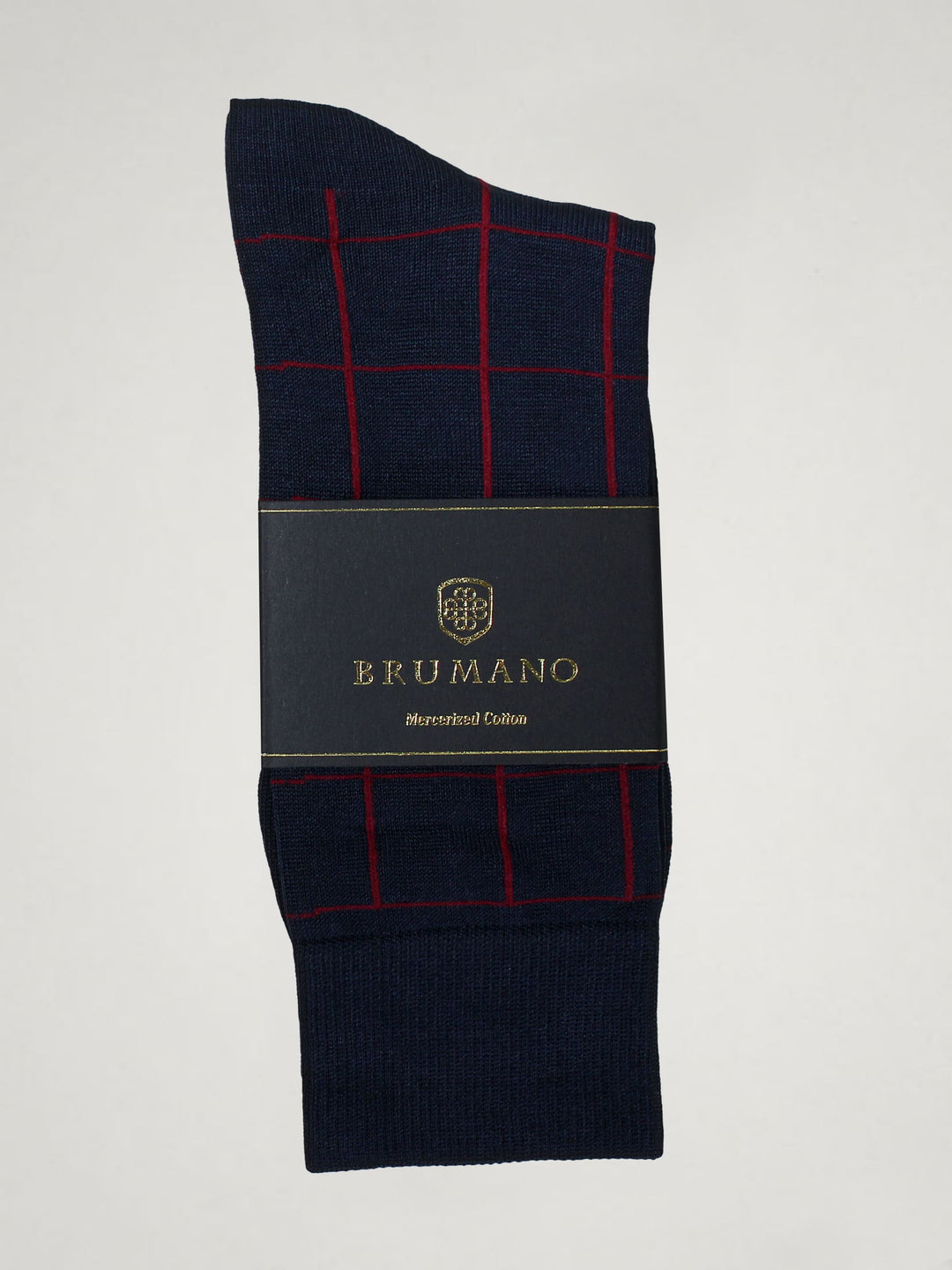 Navy & Burgundy Checkered Mercerized Socks Brumano Pakistan