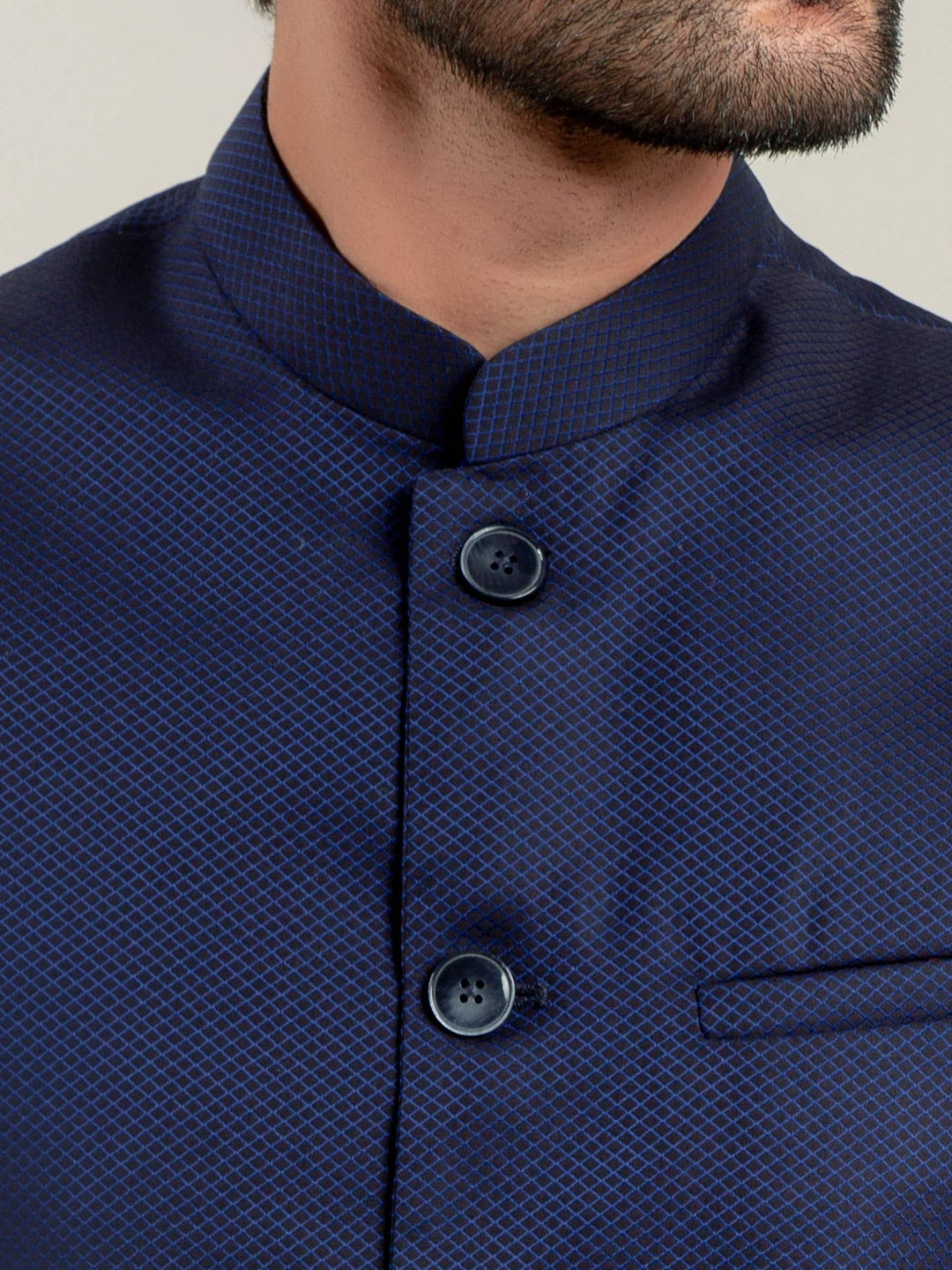 Navy Diamond Patterned Waistcoat Brumano Pakistan