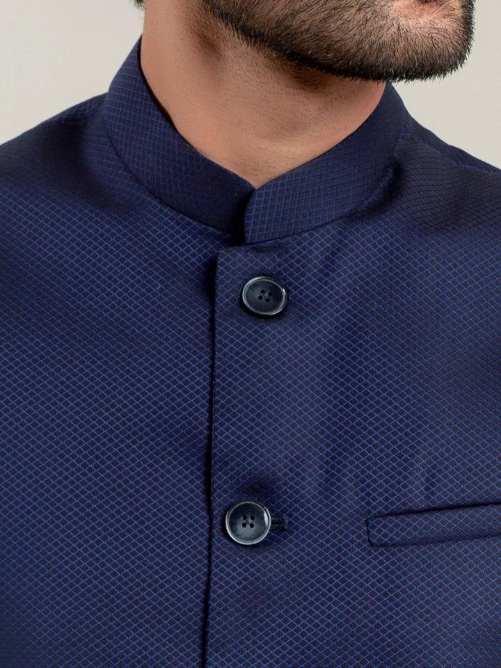 Navy Diamond Patterned Waistcoat Brumano Pakistan