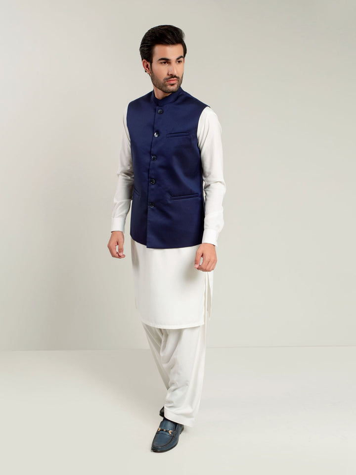 Navy Diamond Patterned Waistcoat Brumano Pakistan