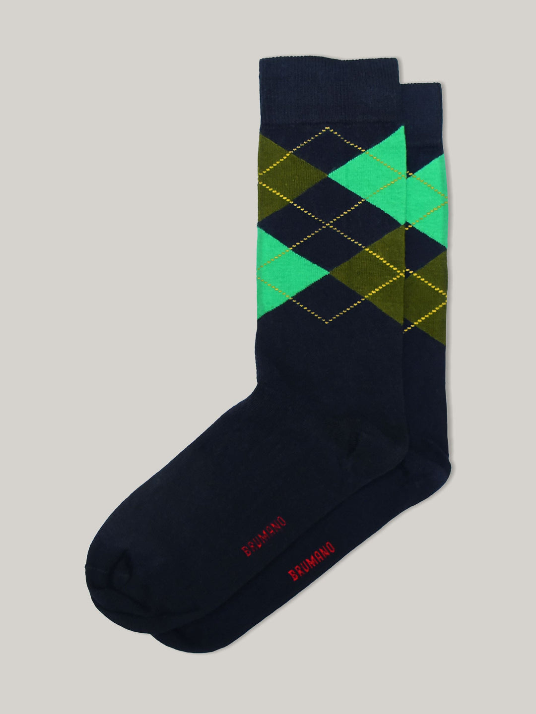 Navy & Green Horizontal Pattern Cotton Socks Brumano Pakistan