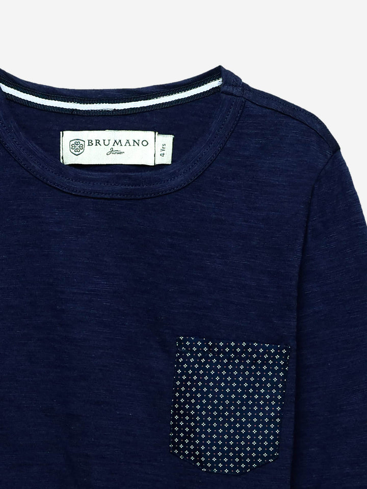 Navy Inject Full Sleeve T-Shirt With Contrasting Pocket Brumano Pakistan