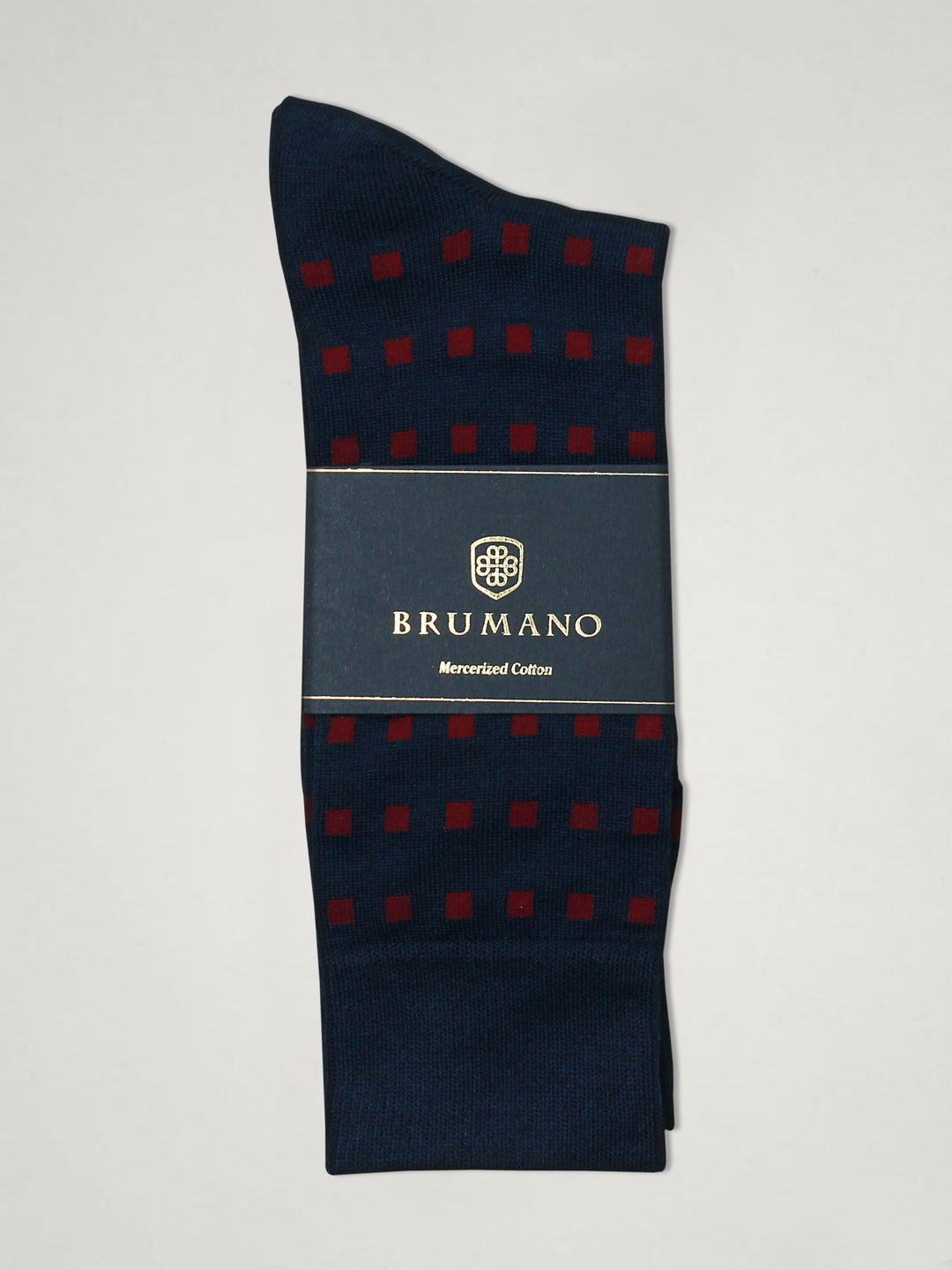 Navy & Maroon Square Printed Mercerised Socks Brumano Pakistan