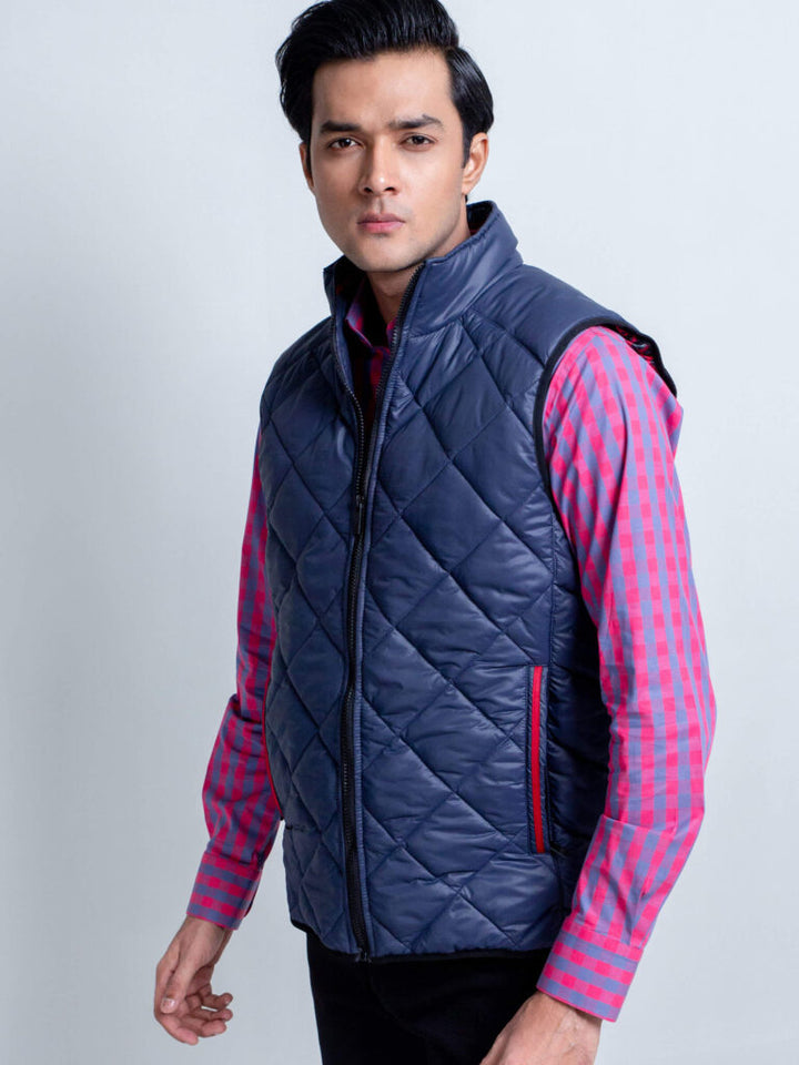 Navy Quilted Sleeveless Gilet Brumano Pakistan