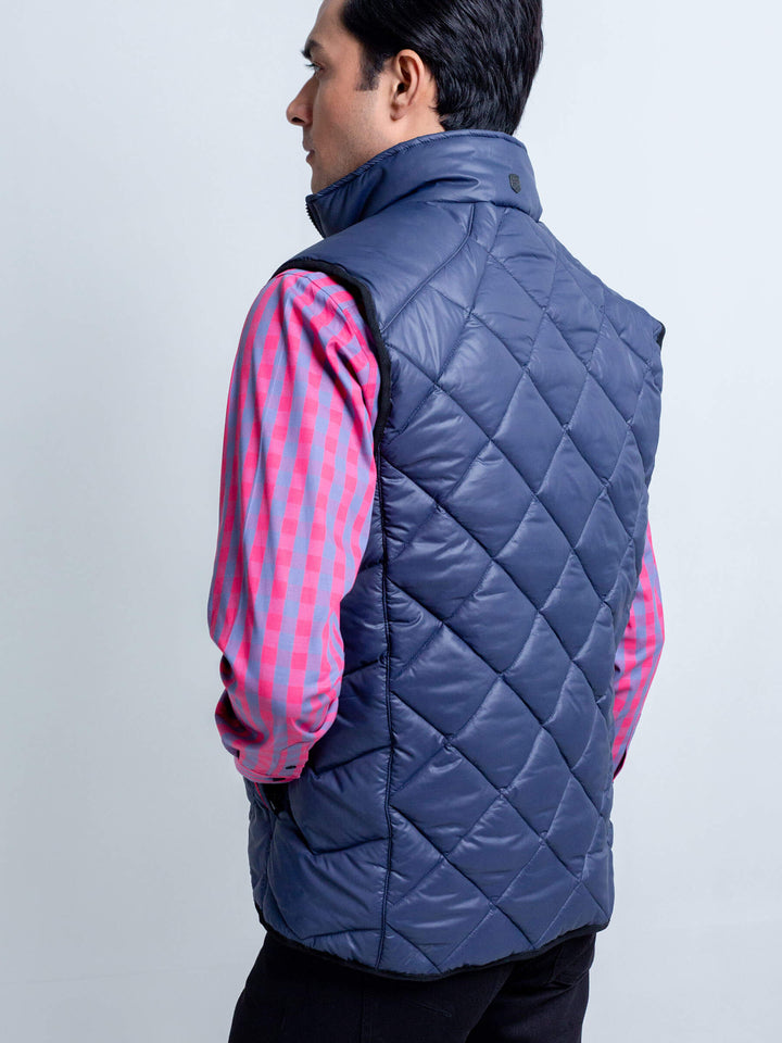 Navy Quilted Sleeveless Gilet Brumano Pakistan