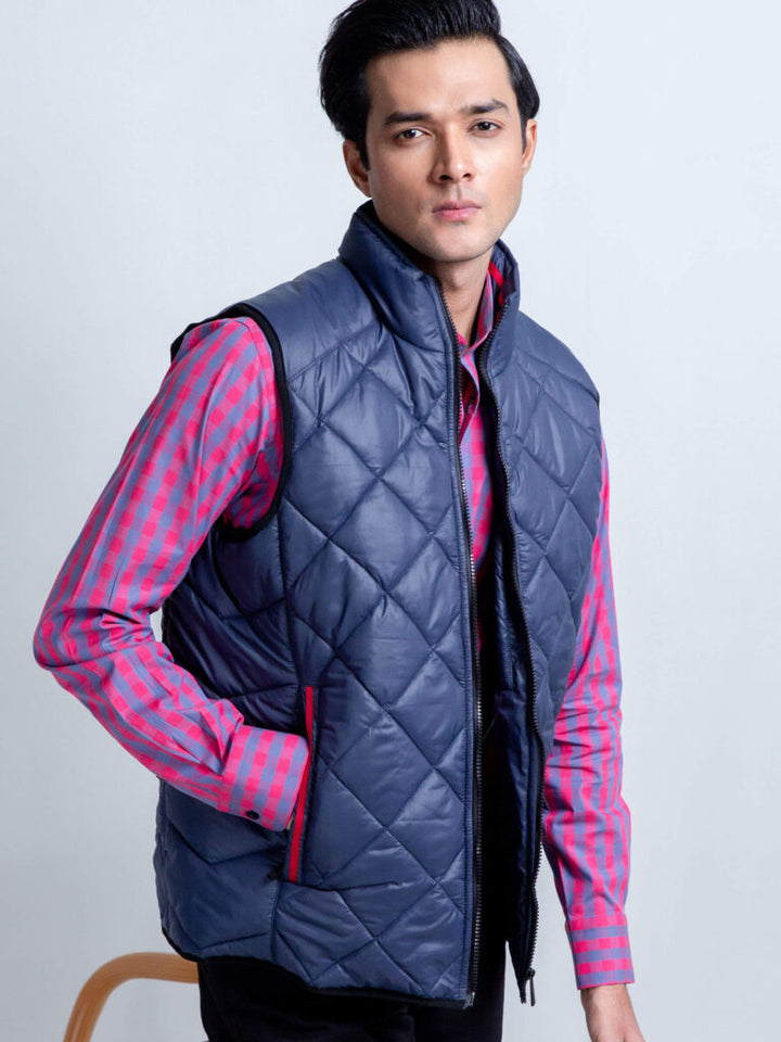 Navy Quilted Sleeveless Gilet Brumano Pakistan