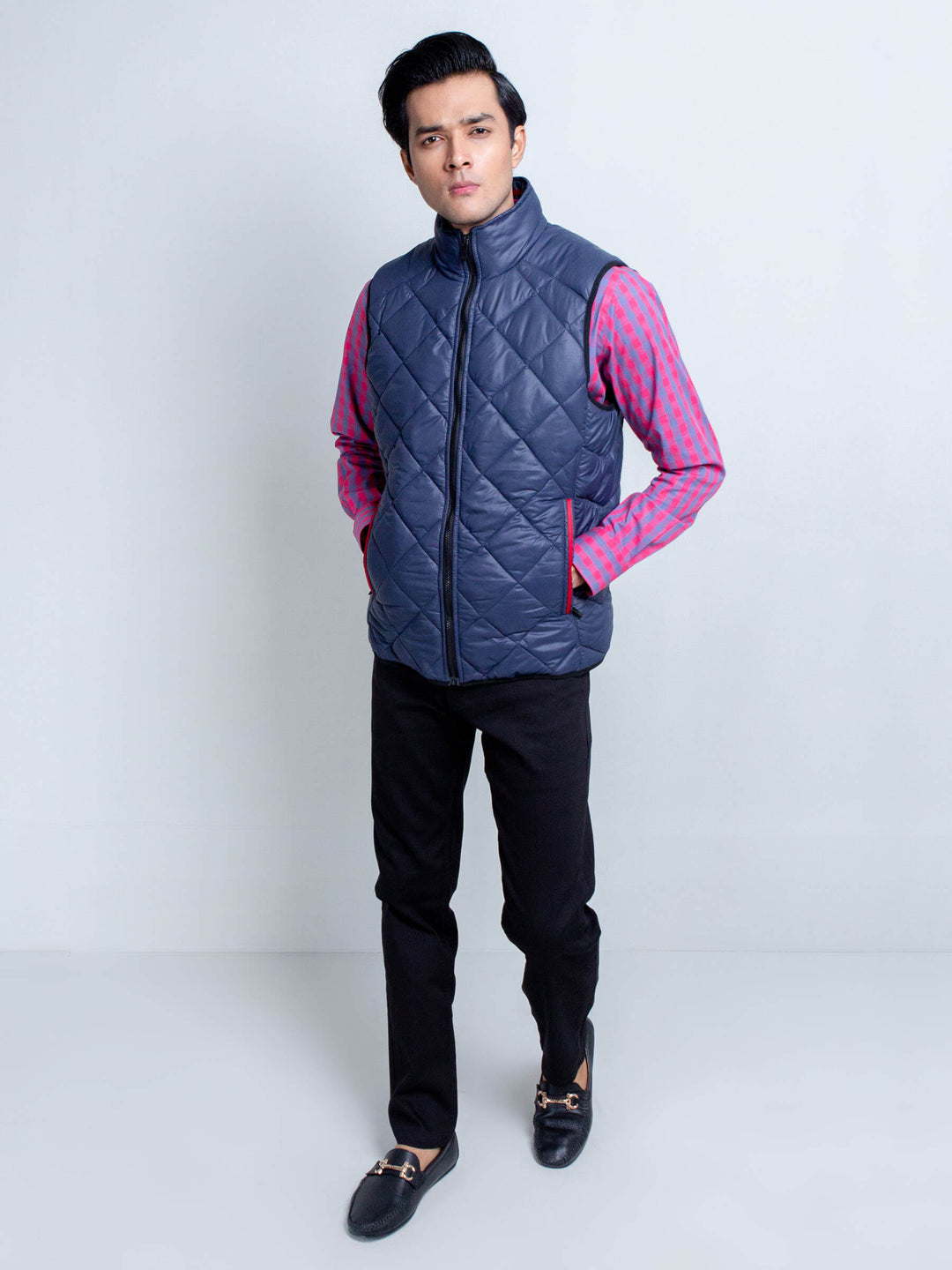 Navy Quilted Sleeveless Gilet Brumano Pakistan