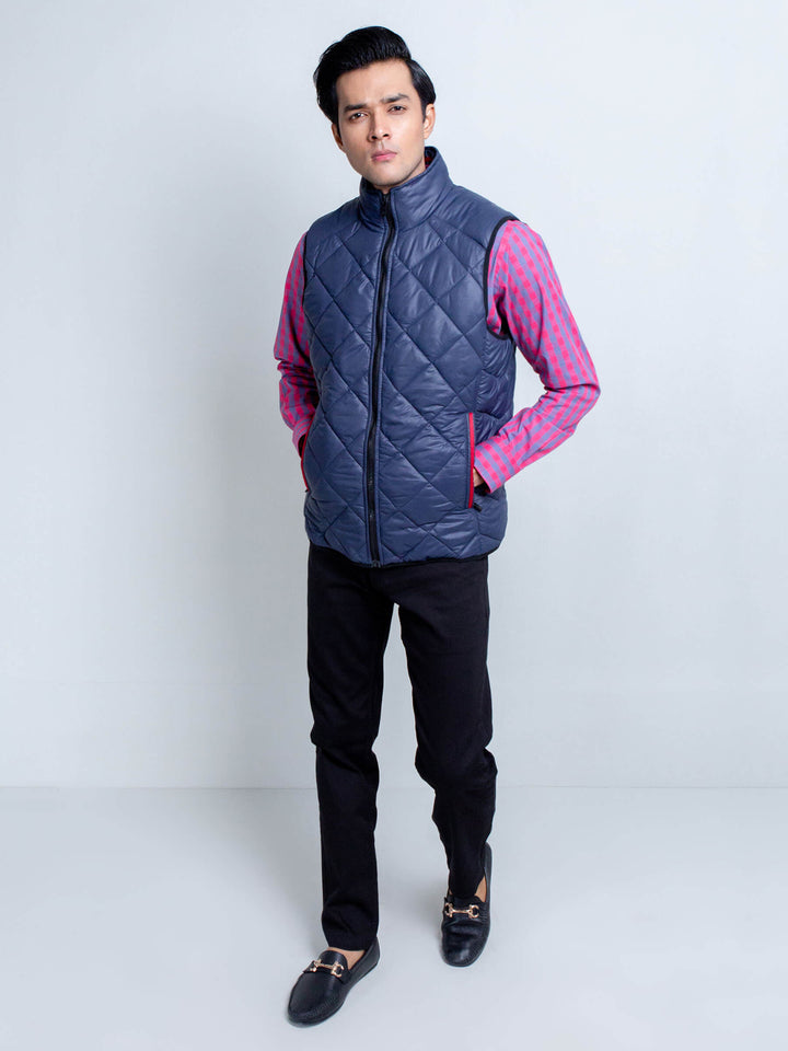 Navy Quilted Sleeveless Gilet Brumano Pakistan