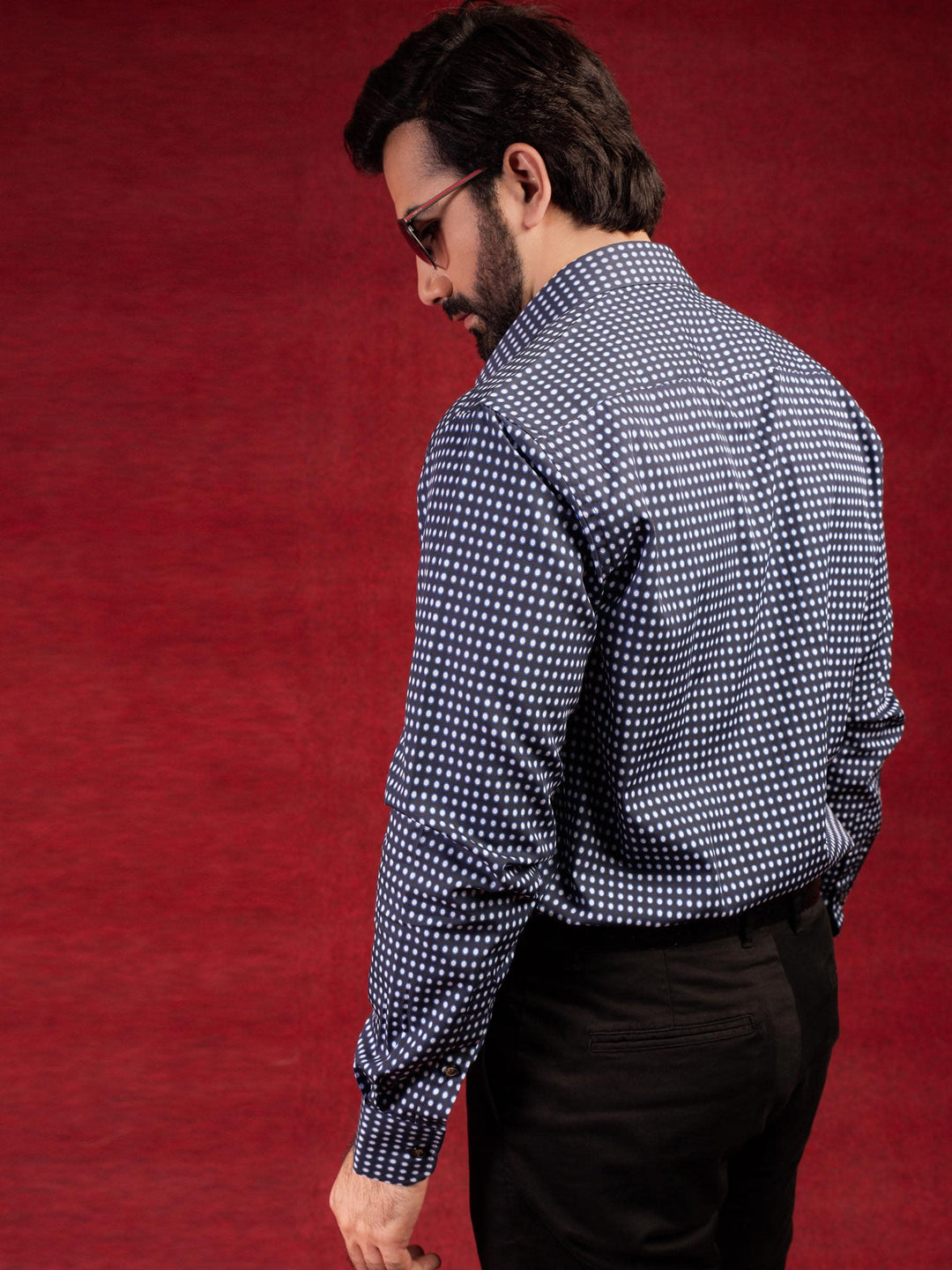 Navy & White Polka Dot Shirt Brumano Pakistan