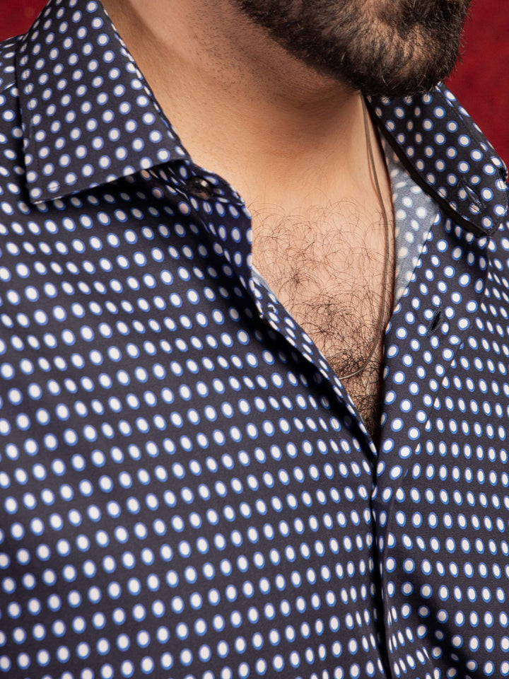 Navy & White Polka Dot Shirt Brumano Pakistan