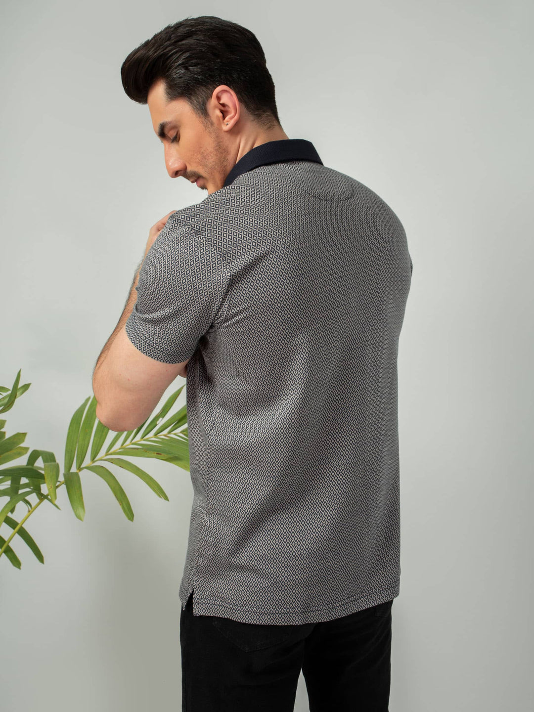 Navy & beige Jacquard Polo Shirt Brumano Pakistan