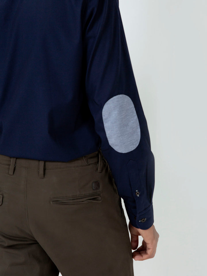 Navy Blue Button Down Shirt With Elbow Patch Brumano Pakistan