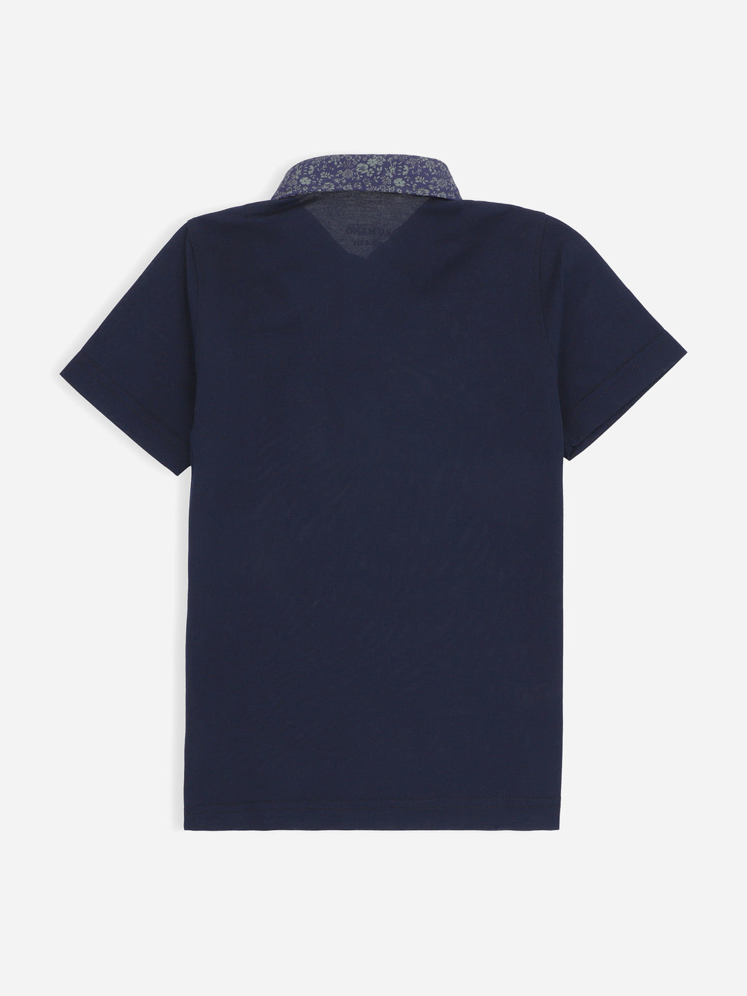 Navy Blue Casual Polo Shirt With Printed Floral Collar Brumano Pakistan