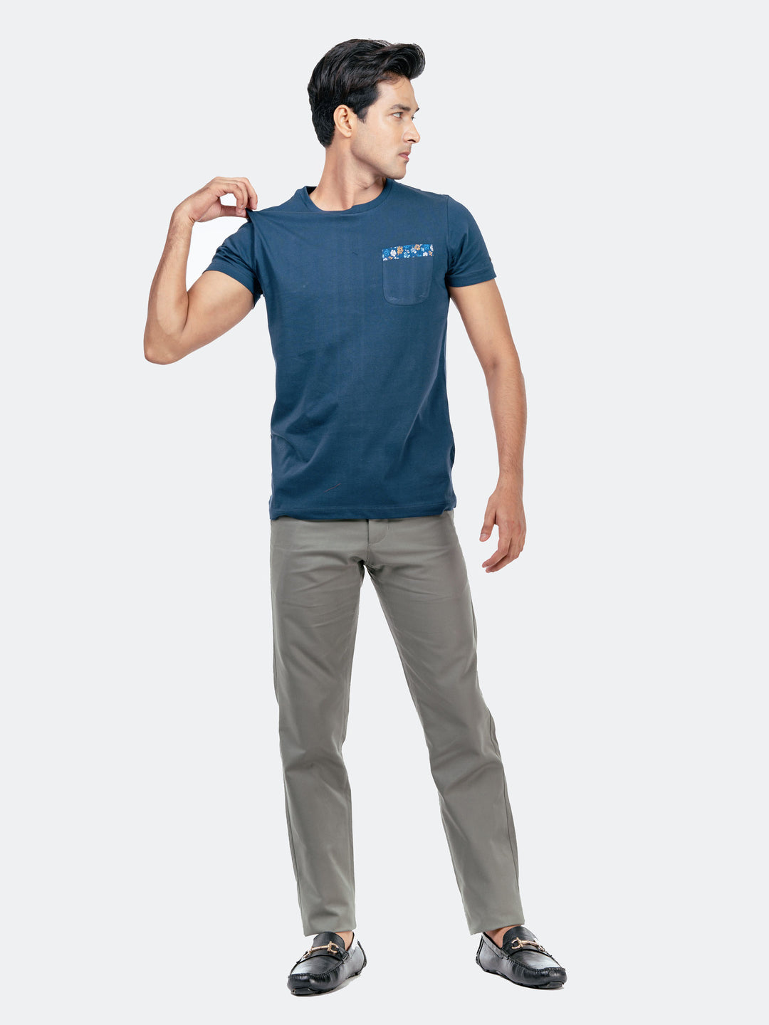 Navy Blue Crew Neck T-Shirt With Pocket Brumano Pakistan