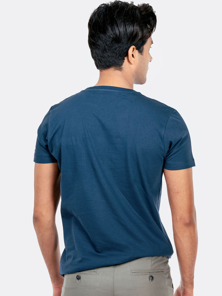Navy Blue Crew Neck T-Shirt With Pocket Brumano Pakistan