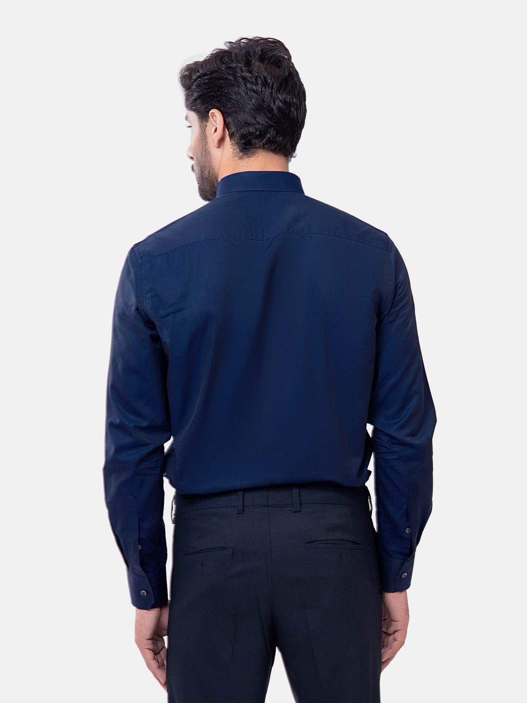 Navy Blue Diamond Patterned Button Down Shirt Brumano Pakistan