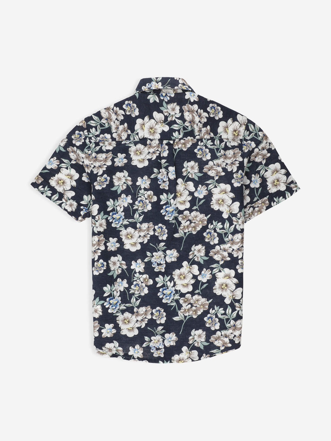 Navy Blue Floral Printed Half Sleeve Shirt Brumano Pakistan