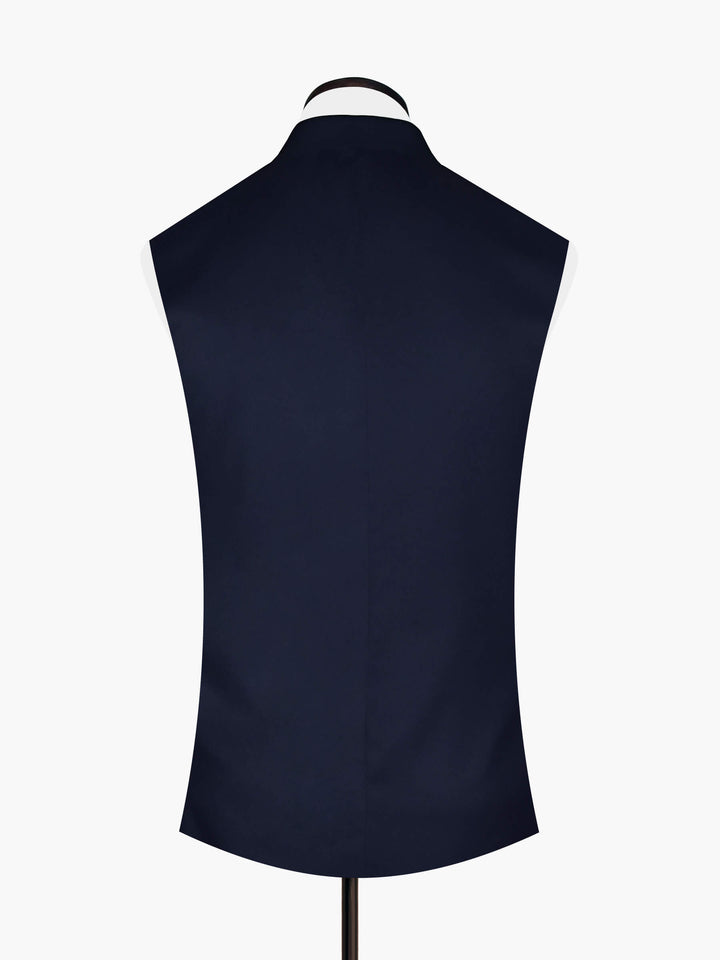 Navy Blue Formal Waistcoat With Brown Buttons Brumano Pakistan
