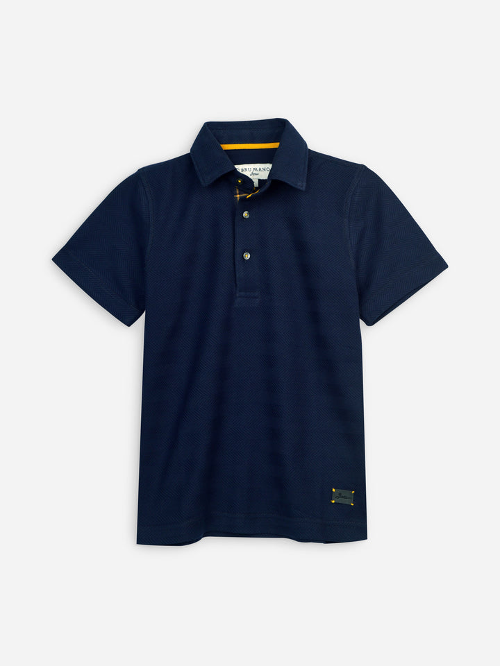 Navy Blue Horizontal Textured Casual Polo Brumano Pakistan