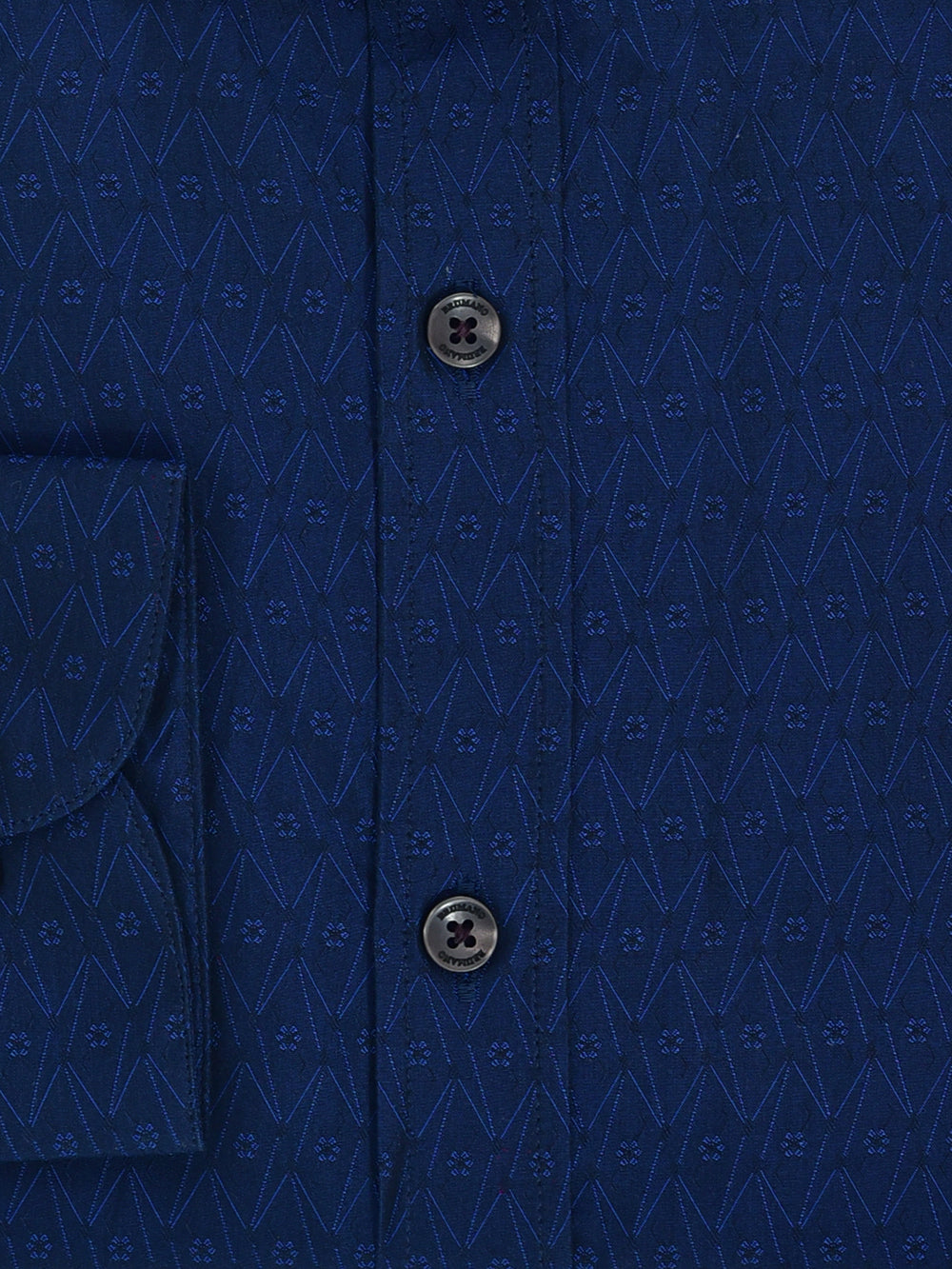 Navy Blue Jacquard Patterned Shirt