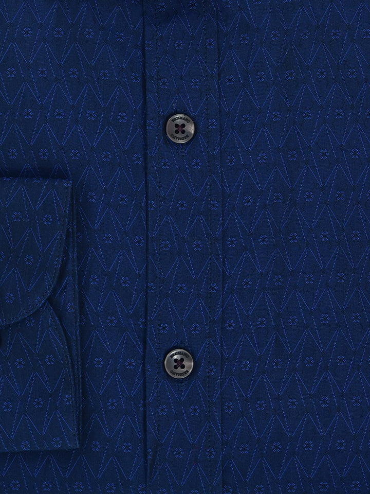 Navy Blue Jacquard Patterned Shirt Brumano Pakistan