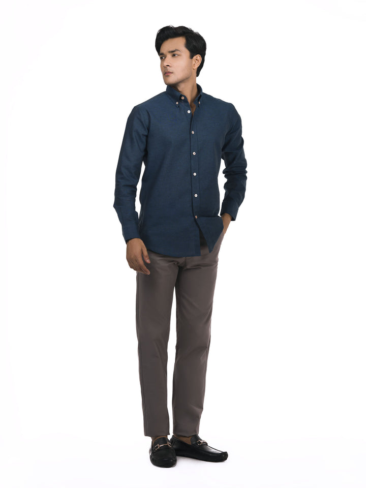Navy Blue Linen Button Down Shirt  Brumano Pakistan